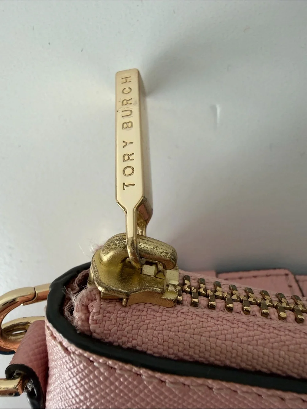 Tory Burch Saffiano Leather Wristlet Wallet in Blush Pink